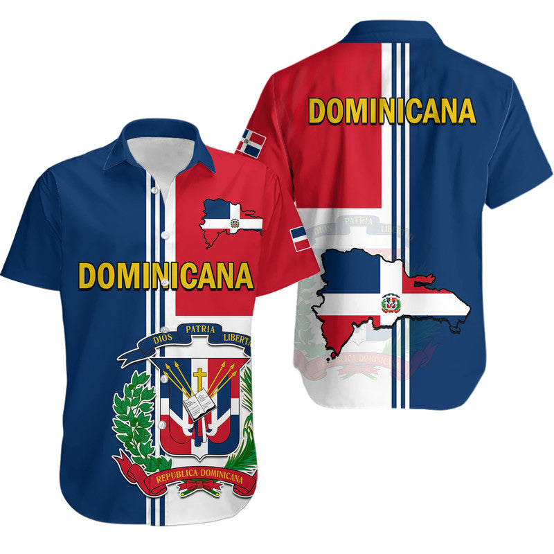 Dominican Republic Hawaiian Shirt Coat Of Arms And Flag Map - Wonder Print Shop