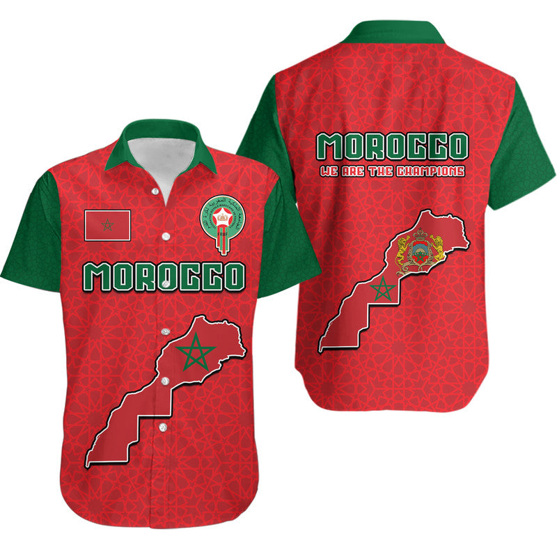 Morocco Football Mixed Flag Map Style Hawaiian Shirt - Wonder Print Shop