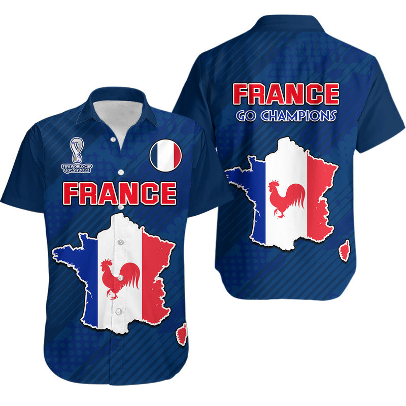 France Football World Cup 2022 With Flag Map Hawaiian Shirt - Wonder Print Shop
