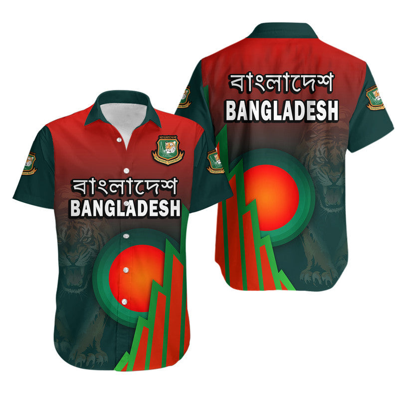 Bangladesh Bangla Tigers Cricket Hawaiian Shirt Tigers and Bangladesh Flag - Wonder Print Shop
