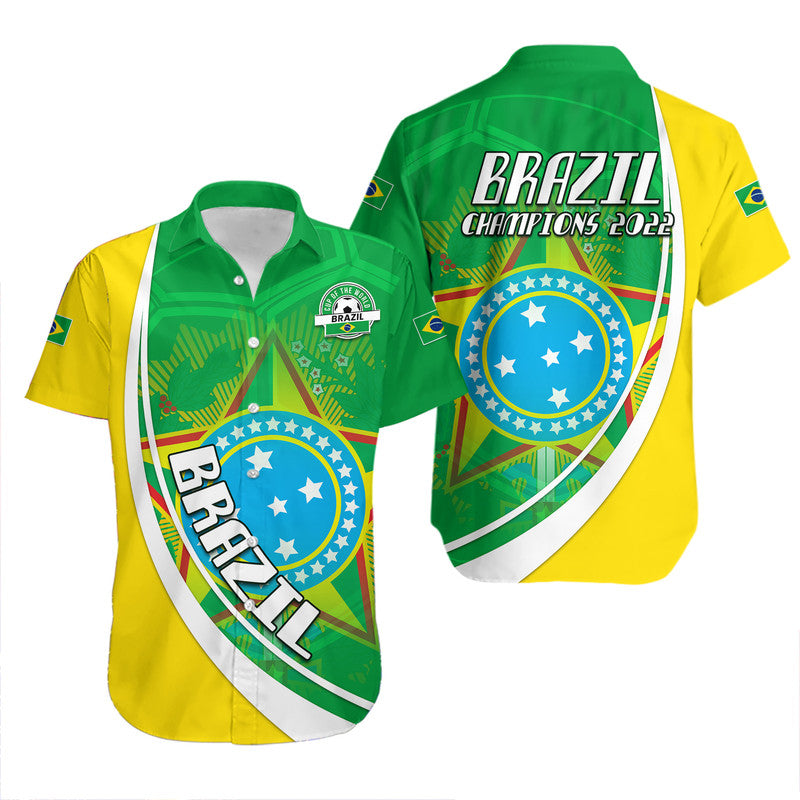 Brazil Football Coat Of Arms Hawaiian Shirt Canarinha Champions World Cup 2022 - Wonder Print Shop
