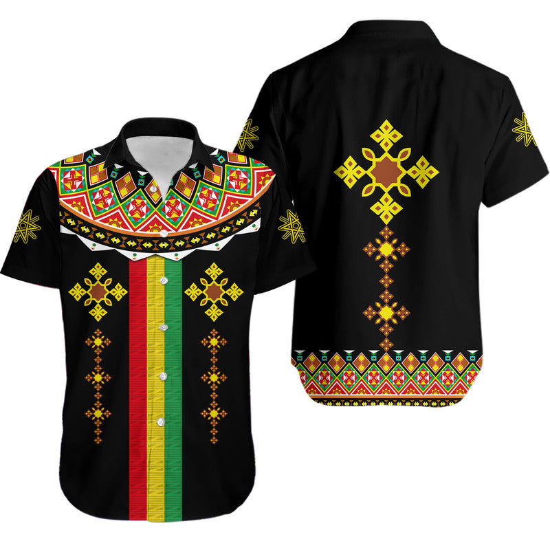 Ethiopia Cross Hawaiian Shirt Geometric Ethnic - Wonder Print Shop