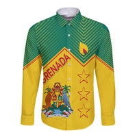 Grenada Independence Day Long Sleeves Button Shirt Geometric Style - Wonder Print Shop