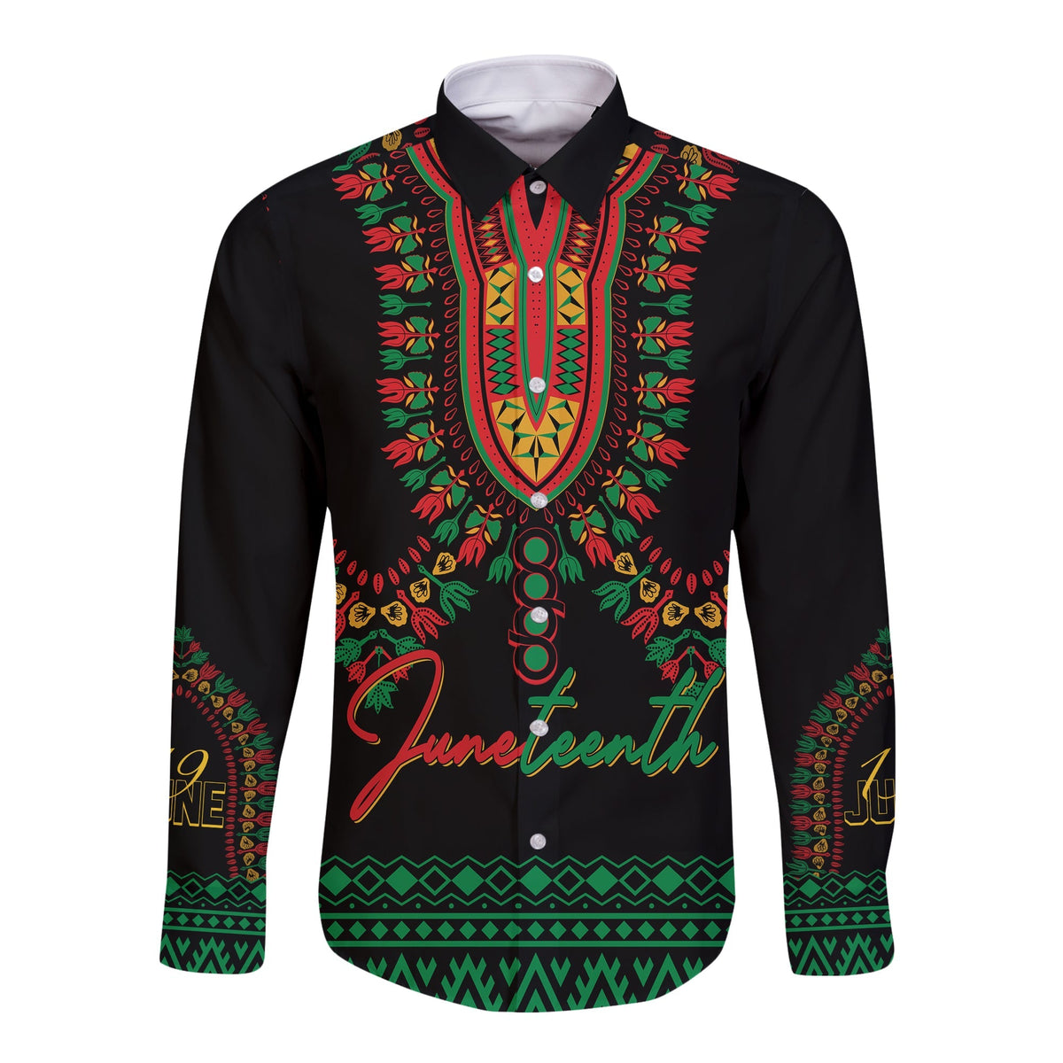 Juneteenth Dashiki Personalised Long Sleeves Button Shirt Freedom United - Pan - African Flag - Wonder Print Shop