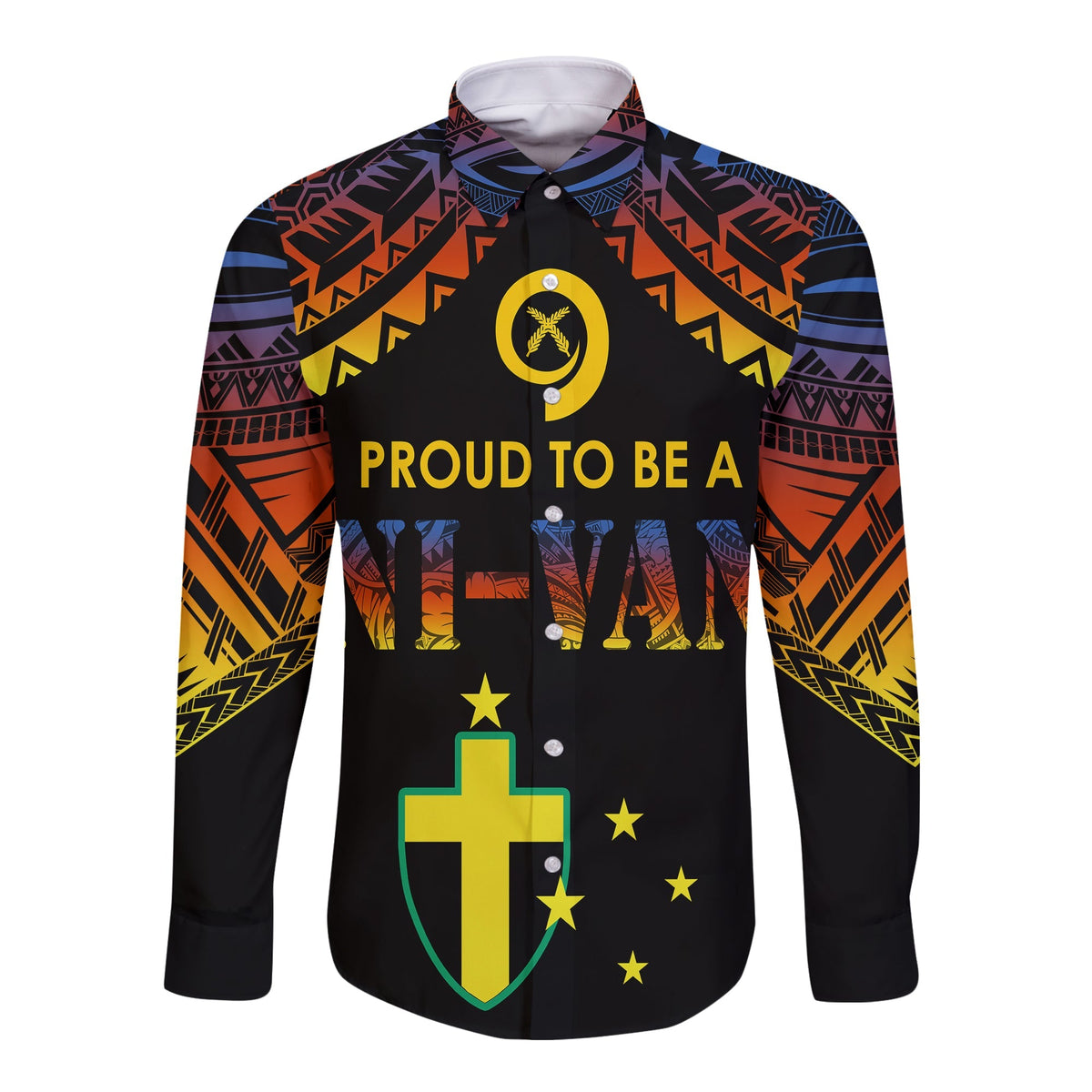 Vanuatu Proud To Be A Ni-Van - Polynesian Pattern Long Sleeves Button Shirt - Tafea Province - Wonder Print Shop