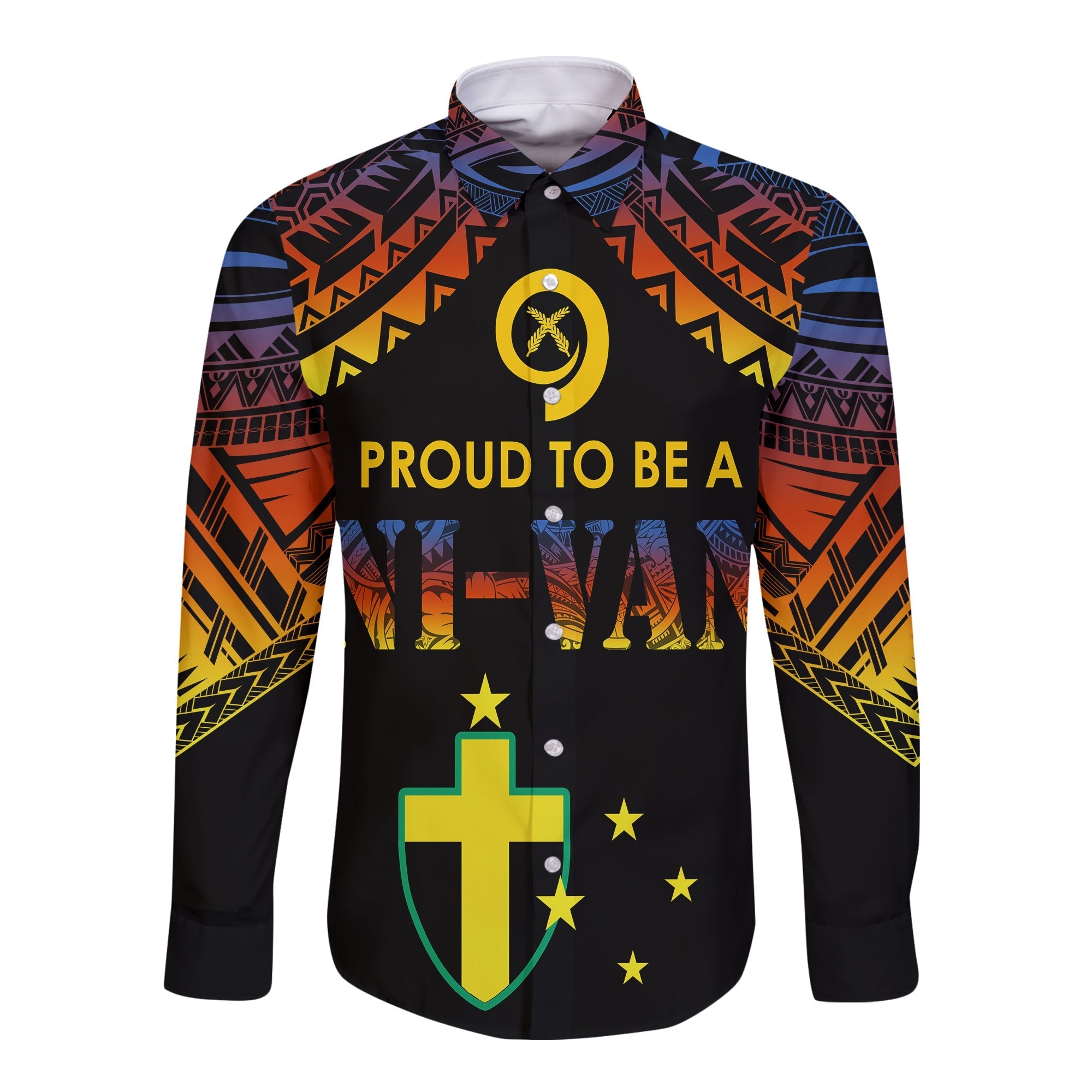 Vanuatu Proud To Be A Ni-Van - Polynesian Pattern Long Sleeves Button Shirt - Tafea Province - Wonder Print Shop