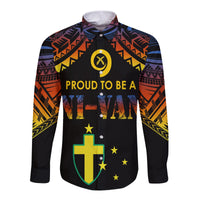 Vanuatu Proud To Be A Ni-Van - Polynesian Pattern Long Sleeves Button Shirt - Tafea Province - Wonder Print Shop