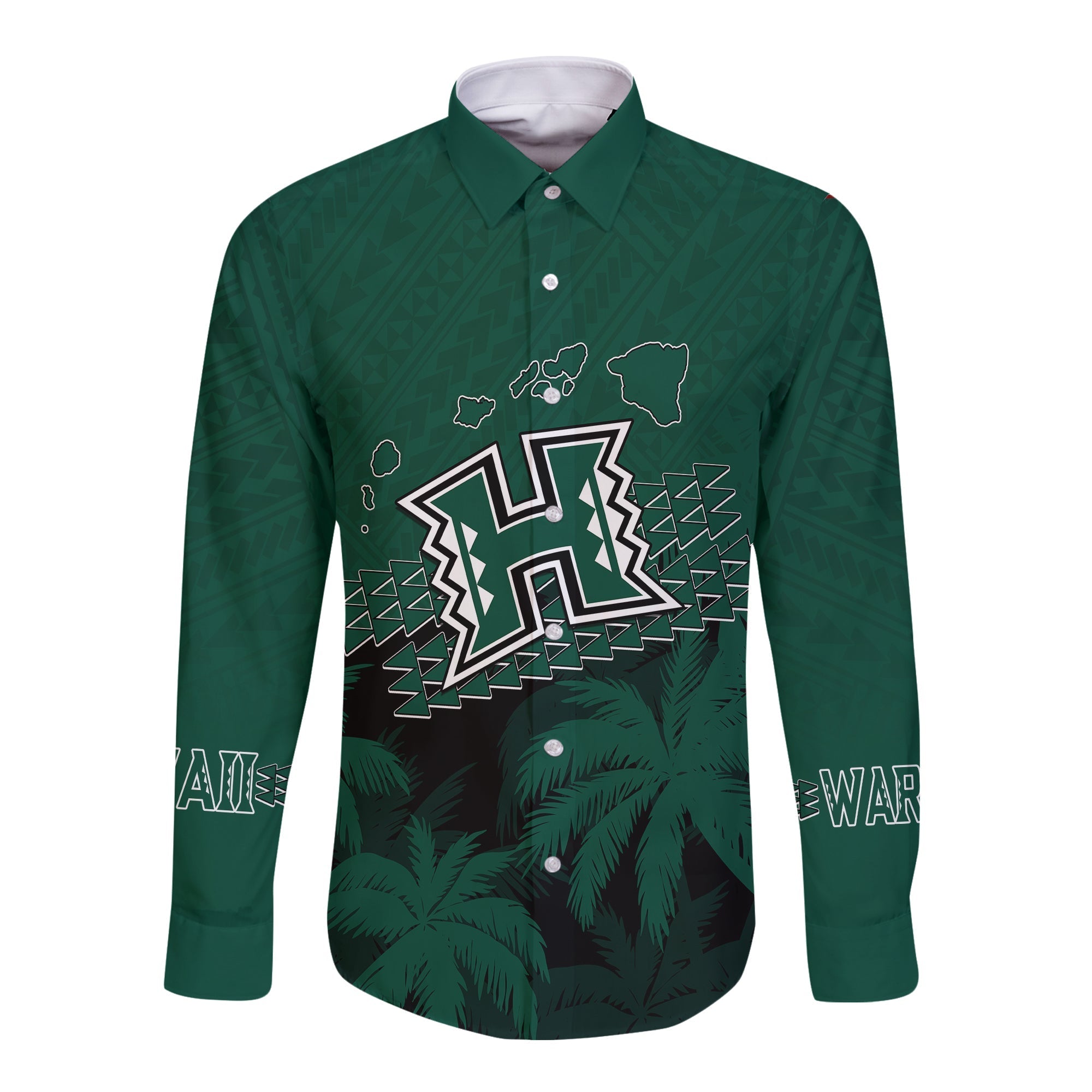 Personalised Hawaii Rainbow Warriors Long Sleeves Button Shirt Laau Pama - Wonder Print Shop