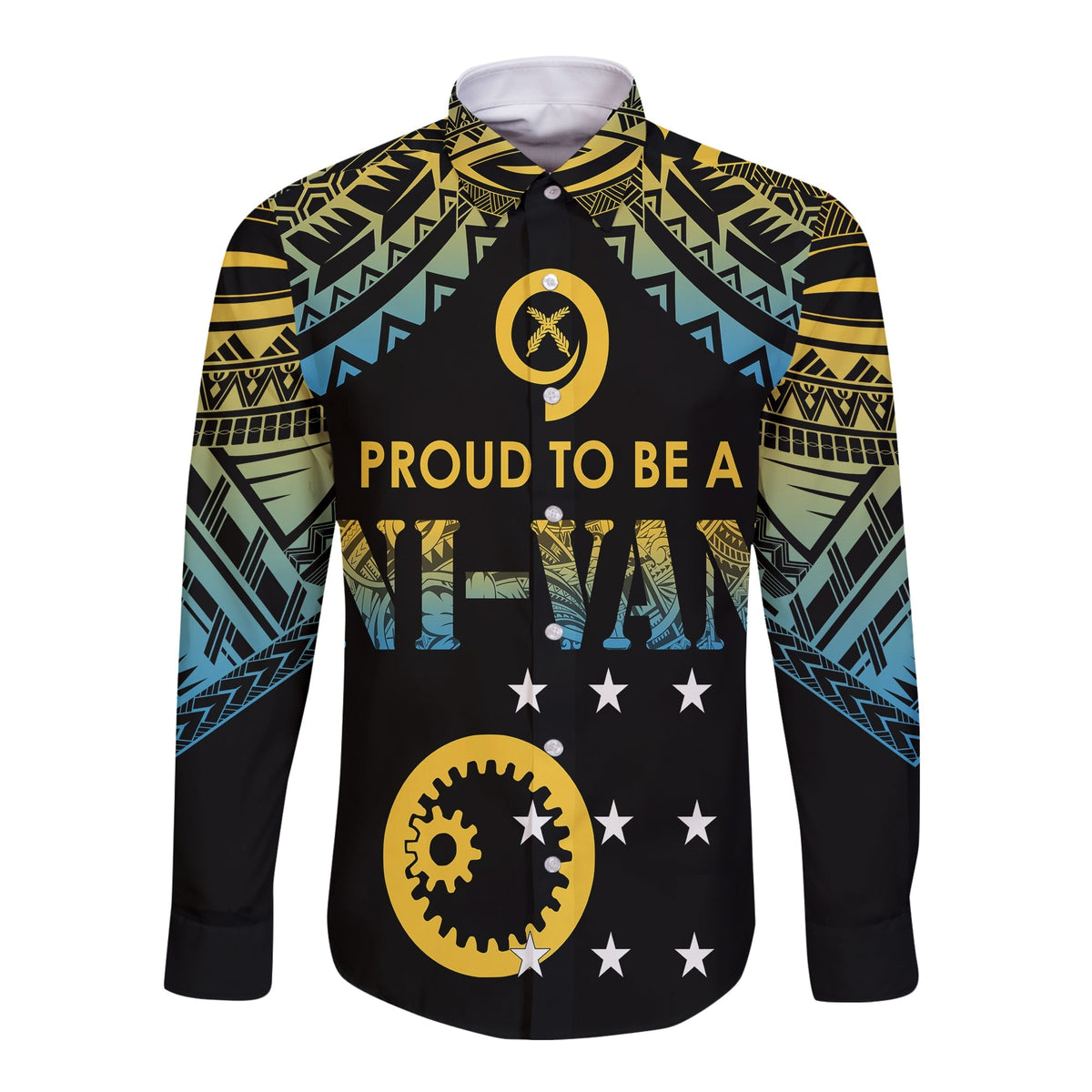 Vanuatu Proud To Be A Ni-Van - Polynesian Pattern Long Sleeves Button Shirt - Sanma Province - Wonder Print Shop