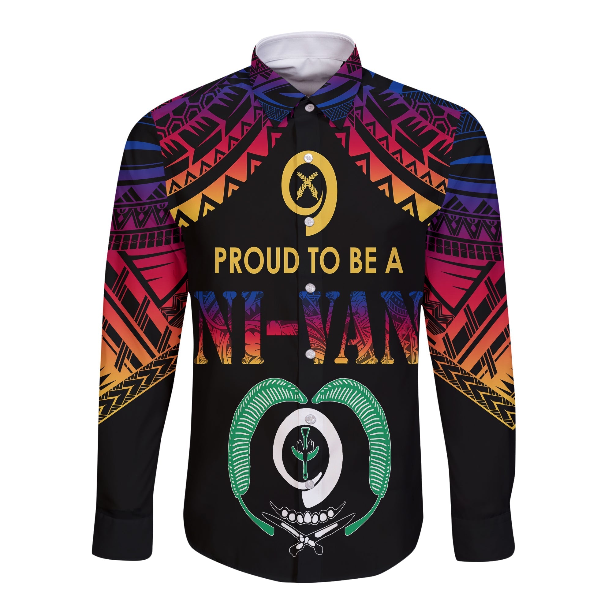 Vanuatu Proud To Be A Ni-Van - Polynesian Pattern Long Sleeves Button Shirt - Torba Province - Wonder Print Shop