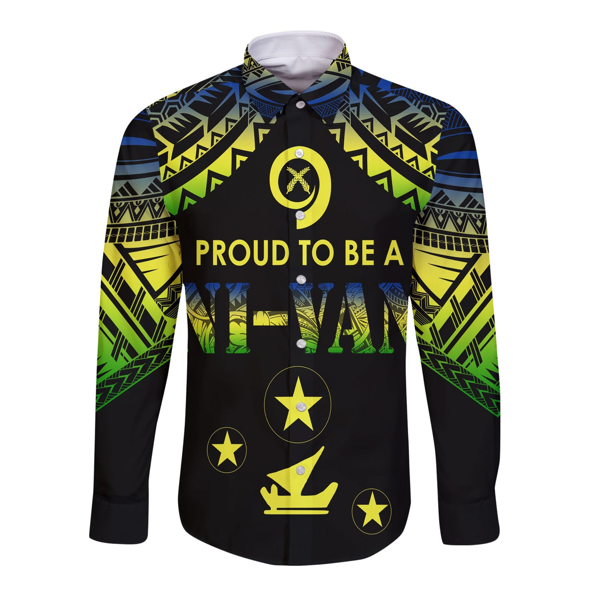 Vanuatu Proud To Be A Ni-Van - Polynesian Pattern Long Sleeves Button Shirt - Malampa Province - Wonder Print Shop