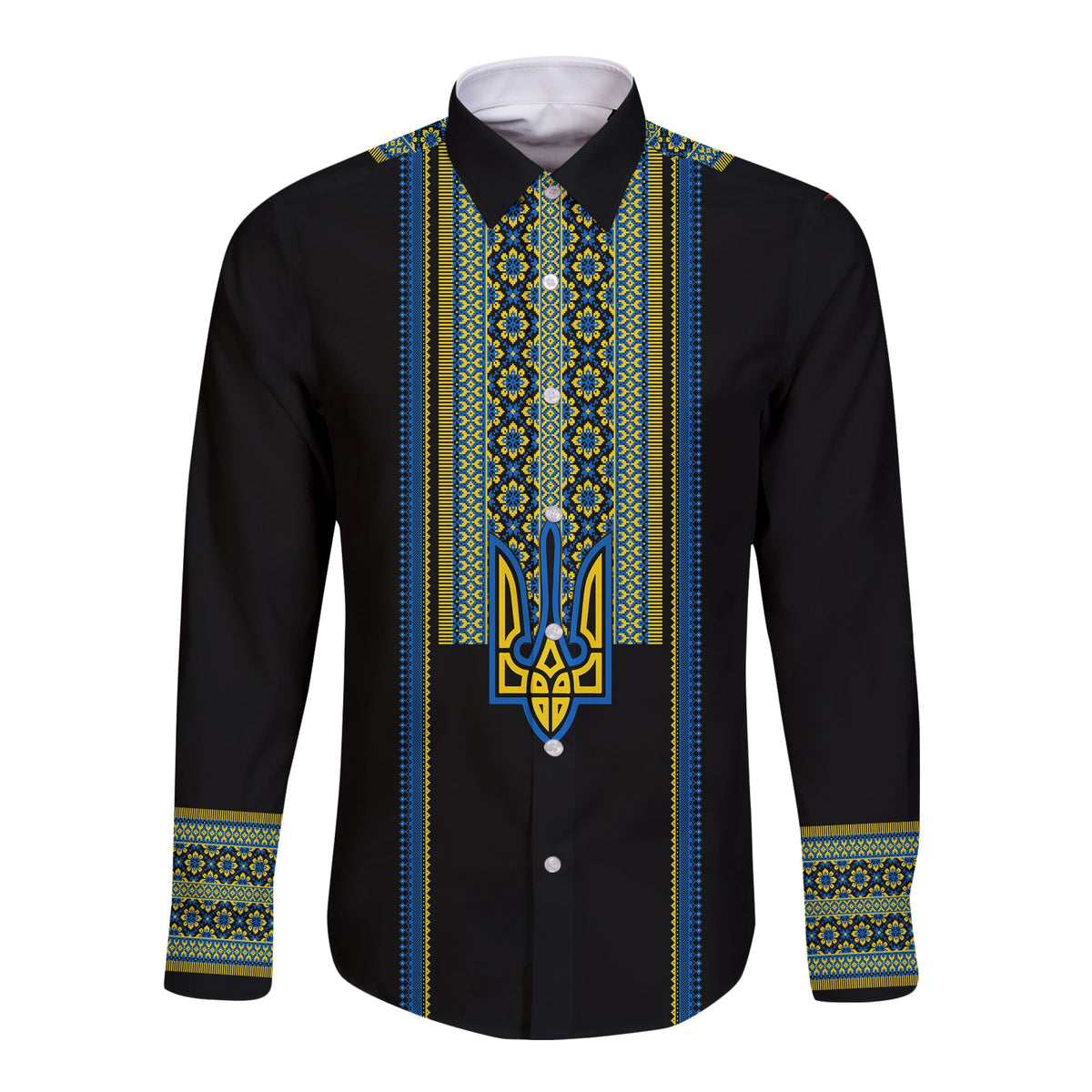 Ukraine Folk Patterns Long Sleeves Button Shirt Unity Day - Wonder Print Shop