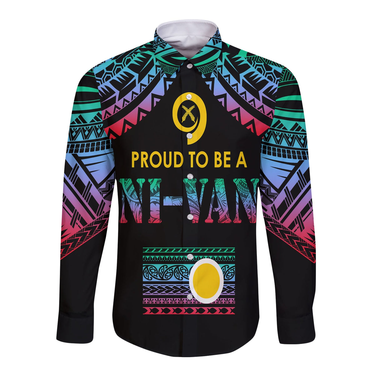 Vanuatu Proud To Be A Ni-Van - Polynesian Pattern Long Sleeves Button Shirt - Shefa Province - Wonder Print Shop