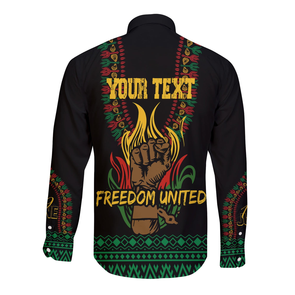 Juneteenth Dashiki Personalised Long Sleeves Button Shirt Freedom United - Pan - African Flag - Wonder Print Shop