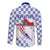 Croatia Long Sleeves Button Shirt Checkerboard Grunge Style - Blue Color - Wonder Print Shop