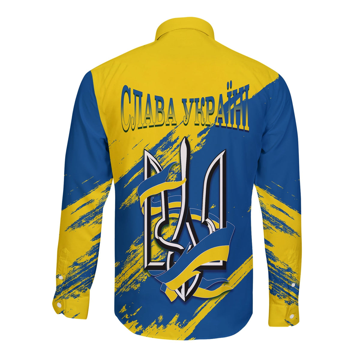 Ukraine Long Sleeves Button Shirt Slava Ukraini Grunge Style - Wonder Print Shop