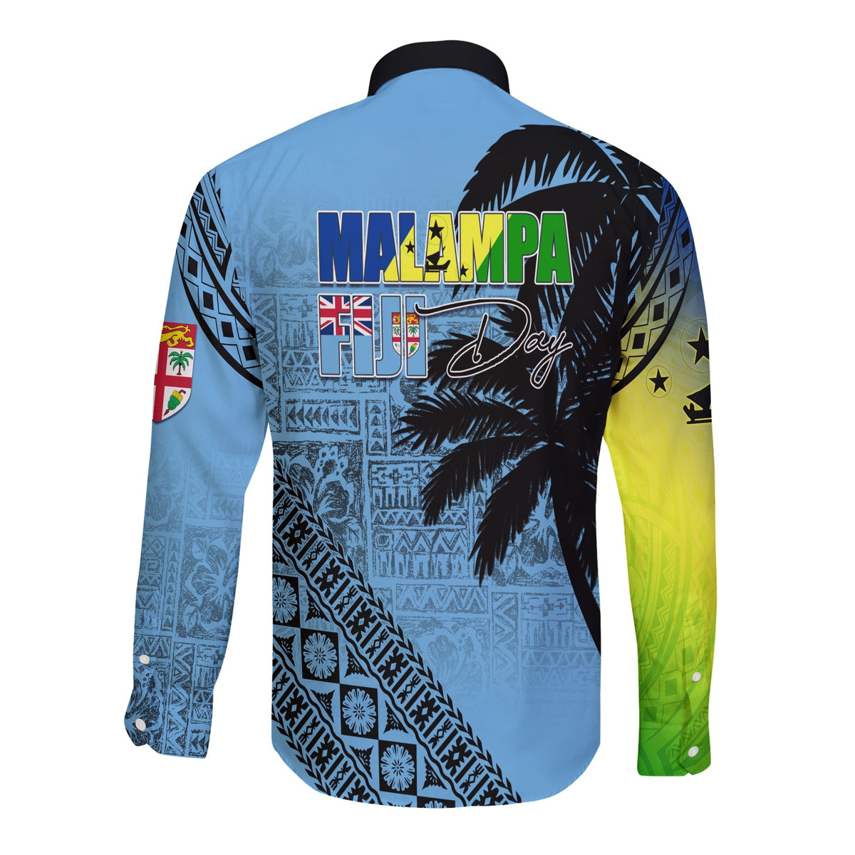 Malampa Fiji Day Long Sleeves Button Shirt Flags Mix Style - Wonder Print Shop