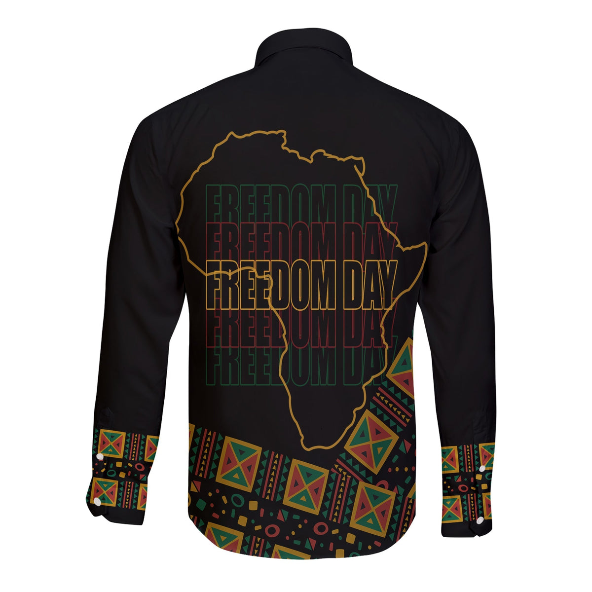 Juneteenth Tribal Pattern Long Sleeves Button Shirt Freedom Day - Wonder Print Shop