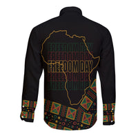 Juneteenth Tribal Pattern Long Sleeves Button Shirt Freedom Day - Wonder Print Shop