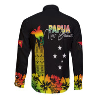 PNG Hibiscus Tribal Pattern Long Sleeves Button Shirt Motuan Reggae Color - Wonder Print Shop