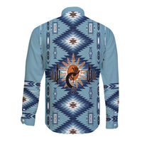 Native American Long Sleeves Button Shirt Kokopelli Mix Navajo Pattern - Wonder Print Shop