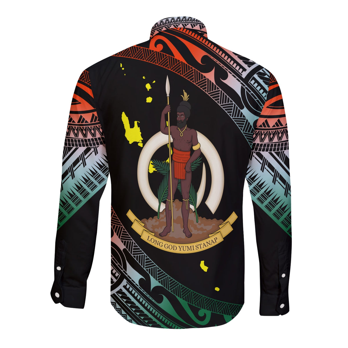 Vanuatu Proud To Be A Ni-Van - Polynesian Pattern Long Sleeves Button Shirt - Penama Province - Wonder Print Shop