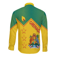 Grenada Independence Day Long Sleeves Button Shirt Geometric Style - Wonder Print Shop