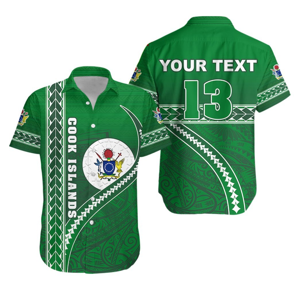 custom-personalised-cook-islands-rugby-hawaiian-shirt-simple-style-green-custom-text-and-number