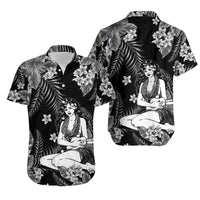 Hawaii Summer Colorful Hula Girl Matching Hawaiian Shirt And Dress Grey LT6 - Wonder Print Shop