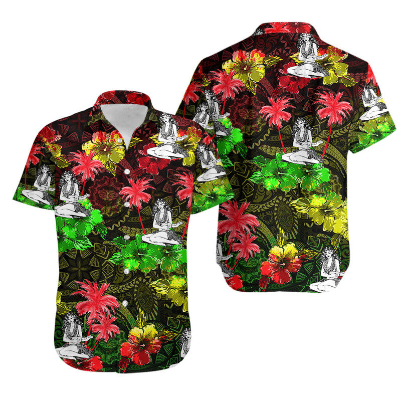 Polynesian Matching Hawaiian Shirt And Dress - Hawaii Summer Hula Girl No.1 LT6 - Wonder Print Shop