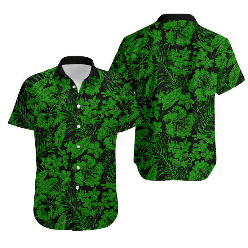 Aloha Hawaii Flowers Summer Matching Hawaiian Shirt And Dress Green LT6 - Wonder Print Shop