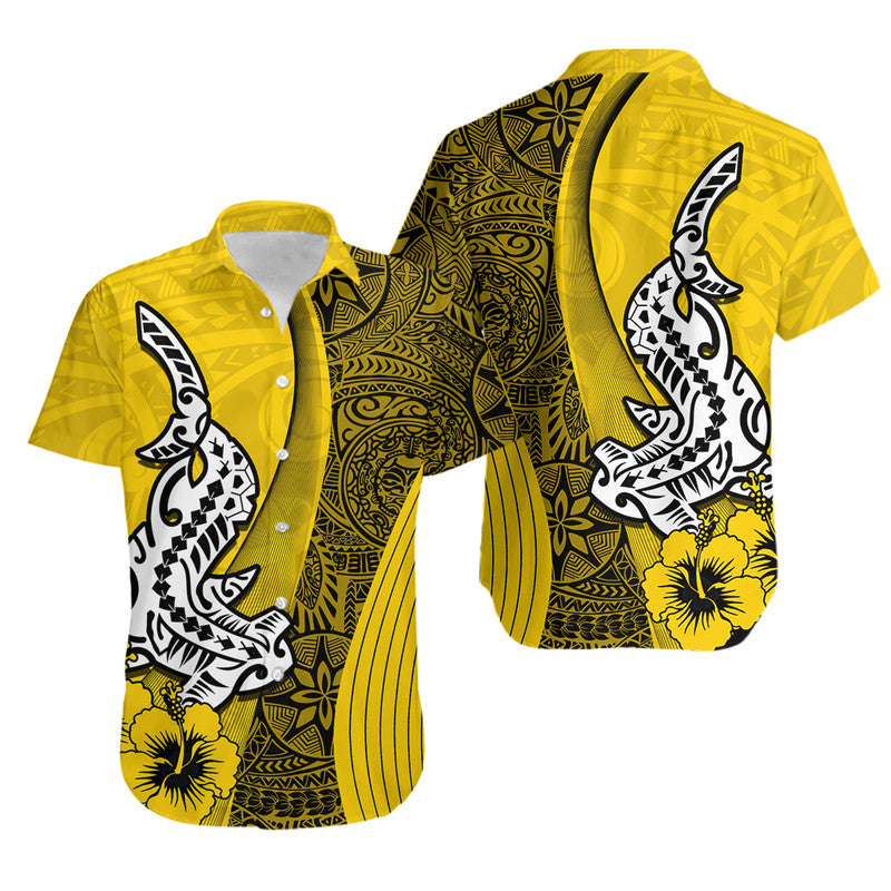 Hawaiian Shark Polynesian Matching Hawaiian Shirt And Dress Vibe Yellow Style LT6 - Wonder Print Shop