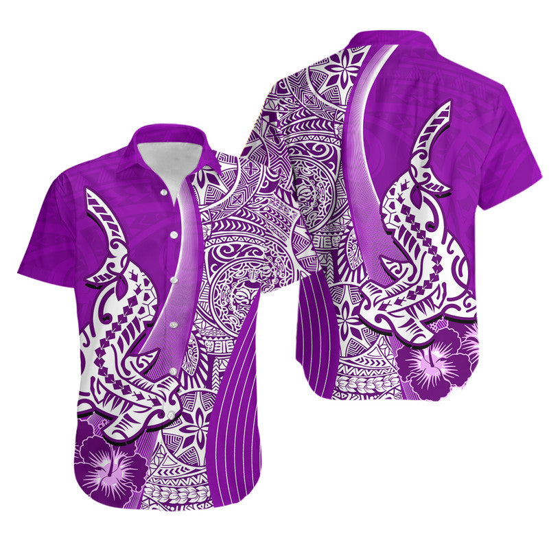 Hawaiian Shark Polynesian Hawaiian Shirt Vibe Purple Style LT6 - Wonder Print Shop