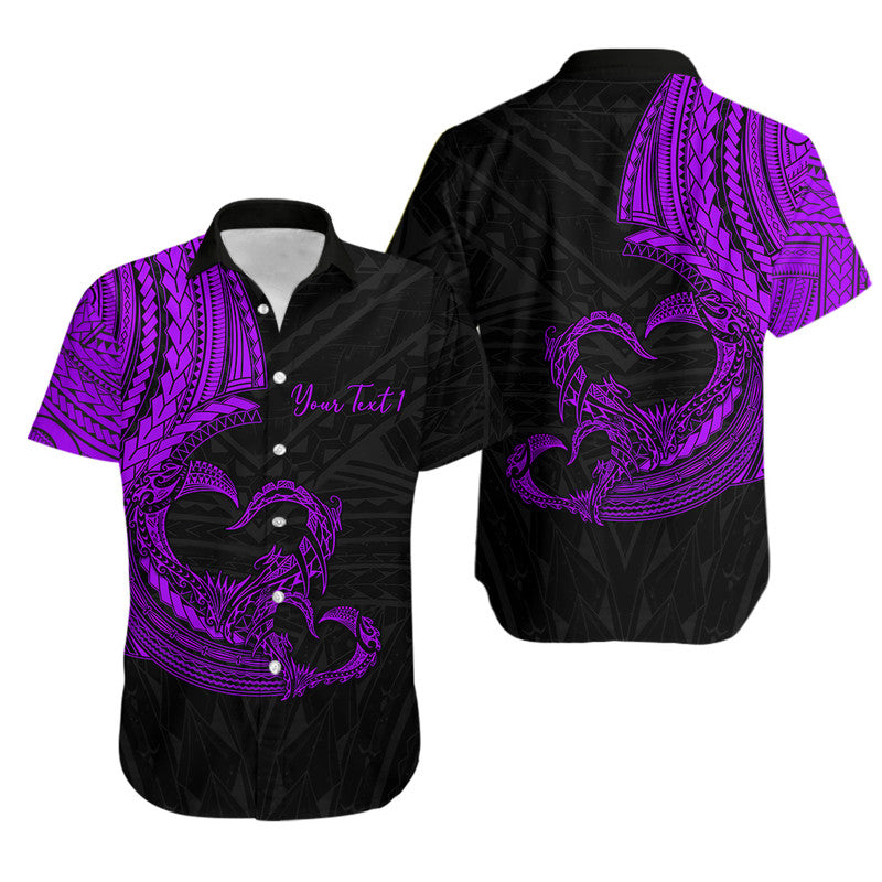 Personalised Polynesian Valentine Matching Hawaiian Shirt And Dress Heart Tattoo Purple Style LT6 - Wonder Print Shop