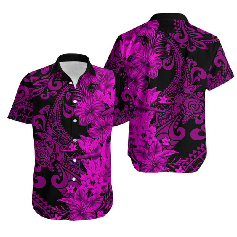 Hawaii Flowers Mix Tribal Pattern Matching Hawaiian Shirt And Dress Purple  LT6 - Wonder Print Shop