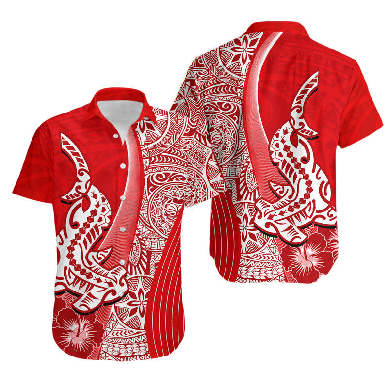 Hawaiian Shark Polynesian Hawaiian Shirt Vibe Red Style LT6 - Wonder Print Shop