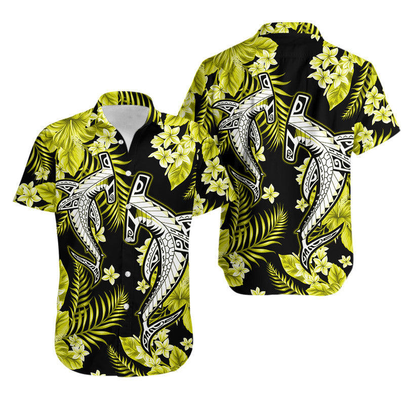 Hawaii Summer Colorful Shark Matching Hawaiian Shirt And Dress Yellow LT6 - Wonder Print Shop