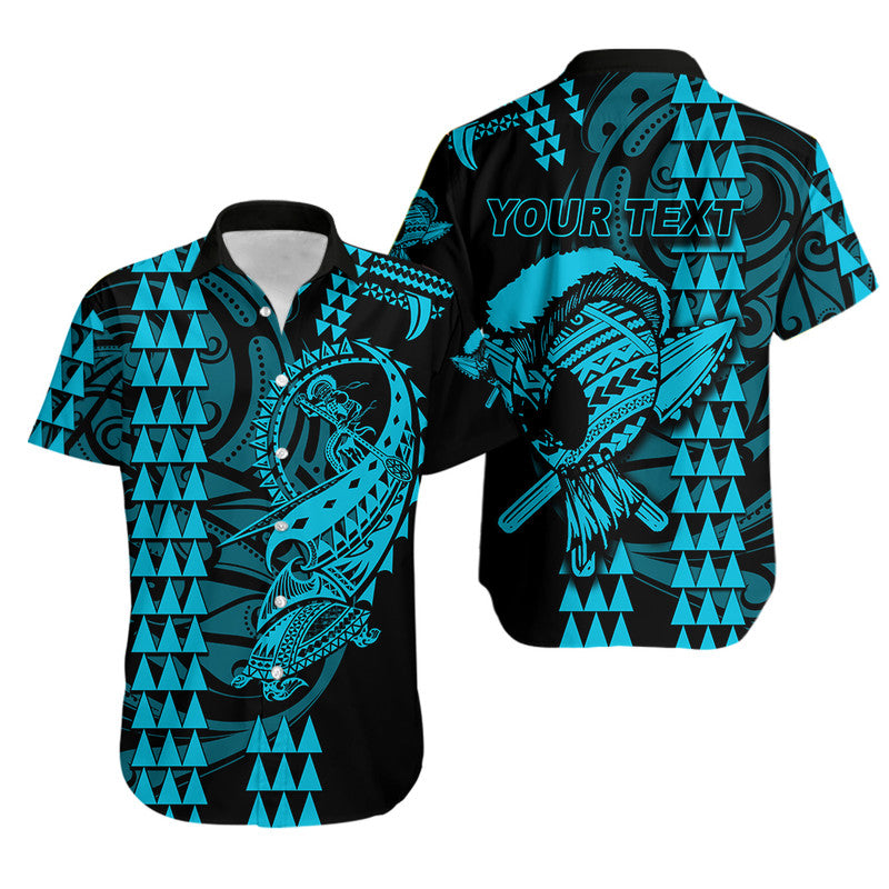 Custom Personalised Hawaii Polynesian Warrior Kakau Hawaiian Shirt-Blue LT6 - Wonder Print Shop