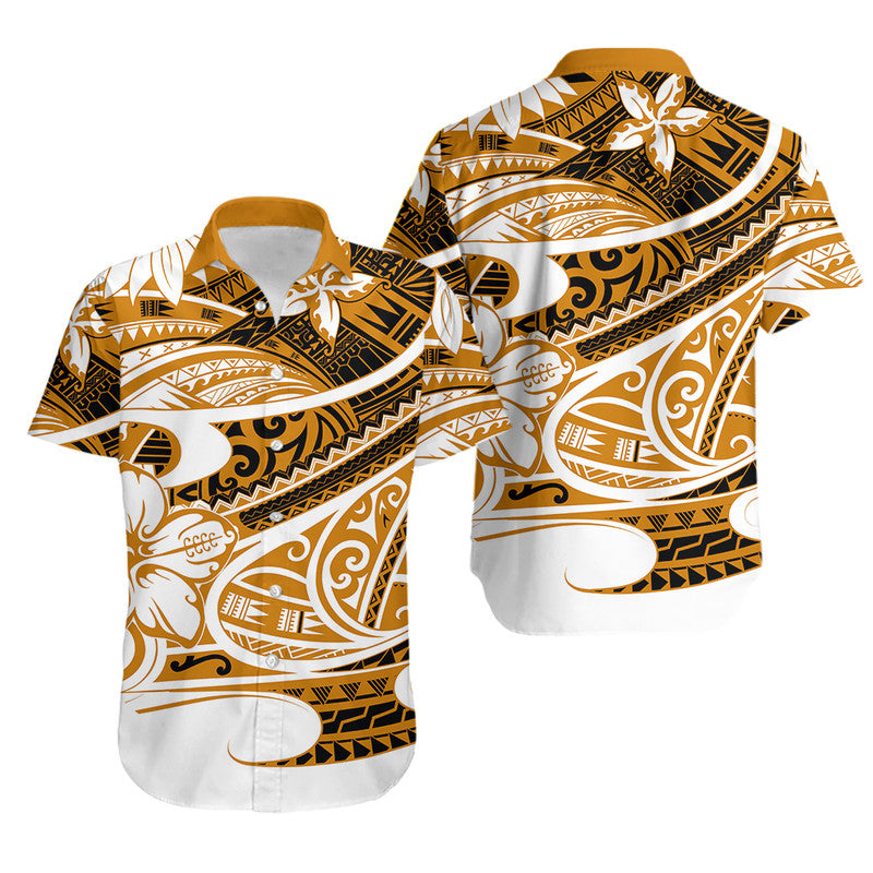 Polynesian Tribal Matching Hawaiian Shirt And Dress Gold LT6 - Wonder Print Shop