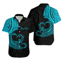 Personalised Polynesian Valentine Matching Hawaiian Shirt And Dress Heart Tattoo Blue Style LT6 - Wonder Print Shop