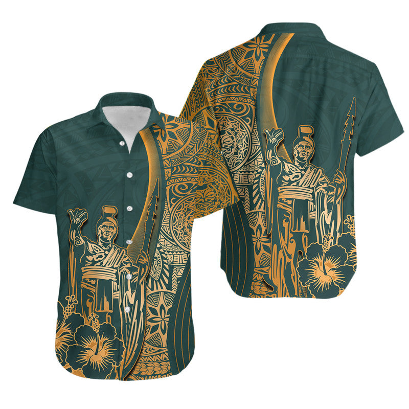 Hawaiian King Kamehameha Hawaiian Shirt Vibe Green Style LT6 - Wonder Print Shop