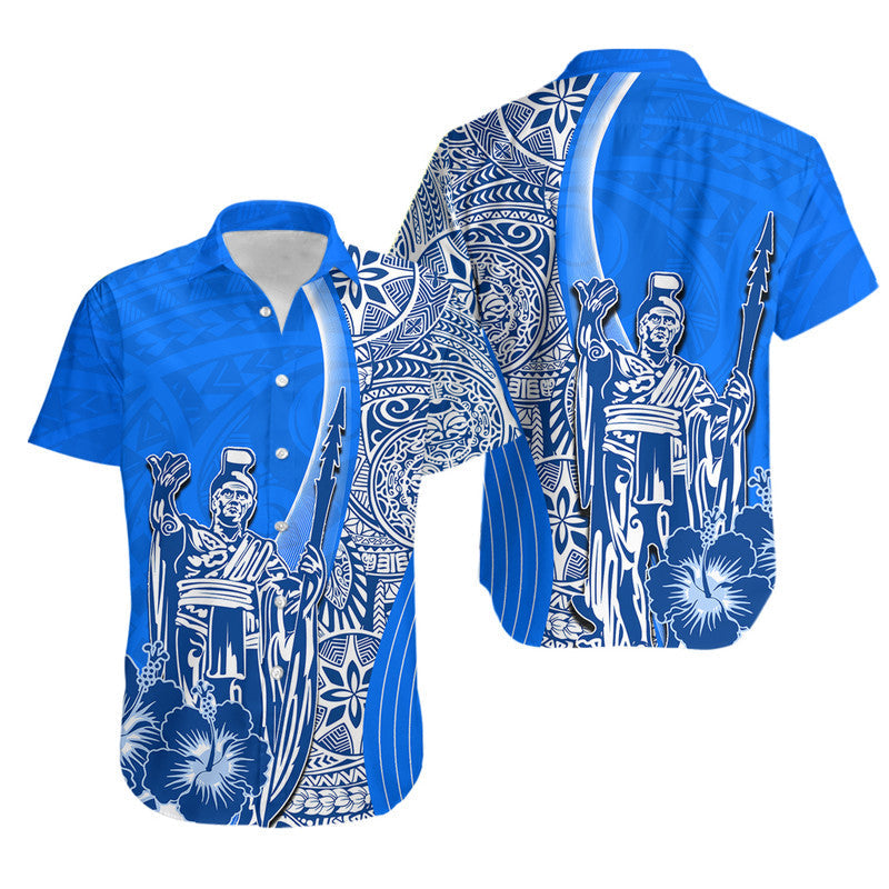 Hawaiian King Kamehameha Matching Hawaiian Shirt And Dress Vibe Blue Style LT6 - Wonder Print Shop
