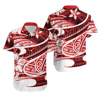 Polynesian Tribal Matching Hawaiian Shirt And Dress Red LT6 - Wonder Print Shop