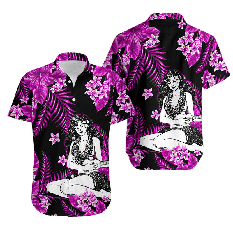 Hawaii Summer Colorful Hula Girl Matching Hawaiian Shirt And Dress Purple LT6 - Wonder Print Shop