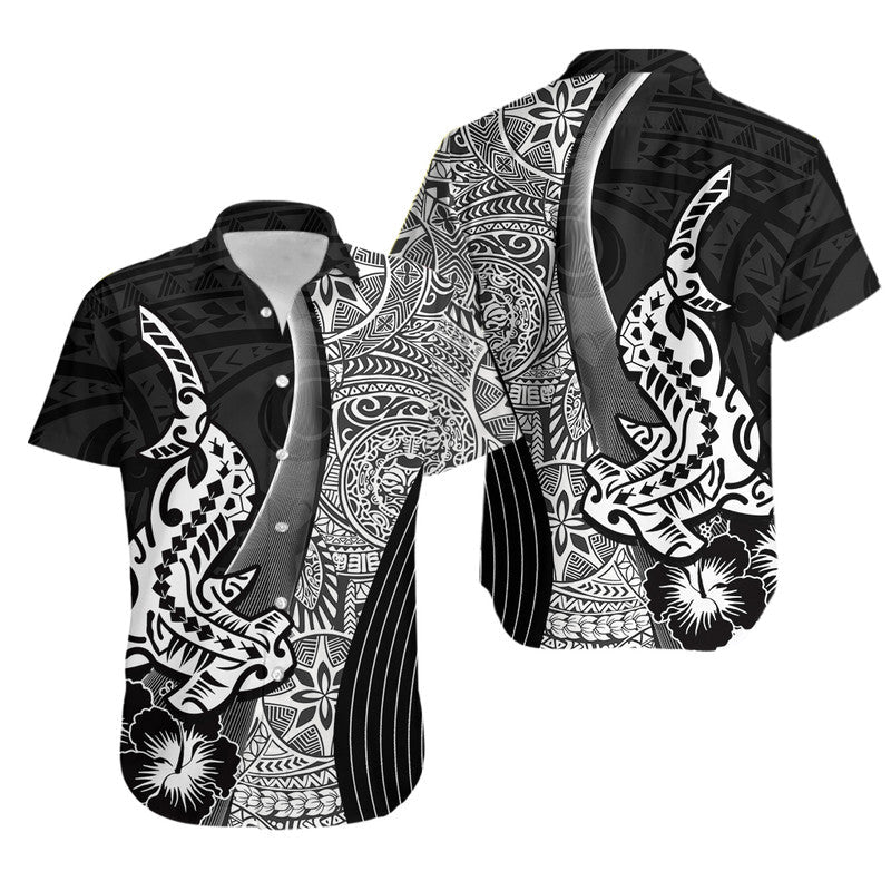 Hawaiian Shark Polynesian Hawaiian Shirt Vibe Black Style LT6 - Wonder Print Shop