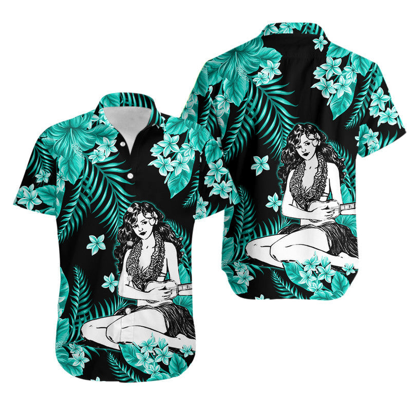 Hawaii Summer Colorful Hula Girl Matching Hawaiian Shirt And Dress Turquesa LT6 - Wonder Print Shop