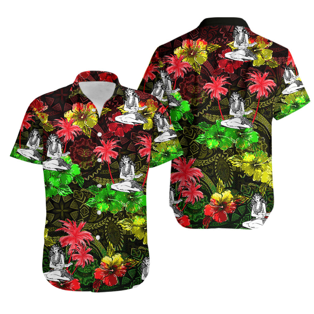 Hawaiian Shirt- Hawaii Summer Hula Girl No.1 LT6 - Wonder Print Shop