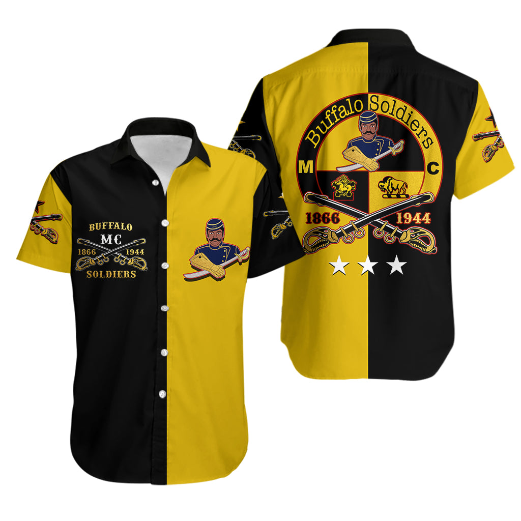 Buffalo Soldiers Hawaiian Shirt Black-Gold Style