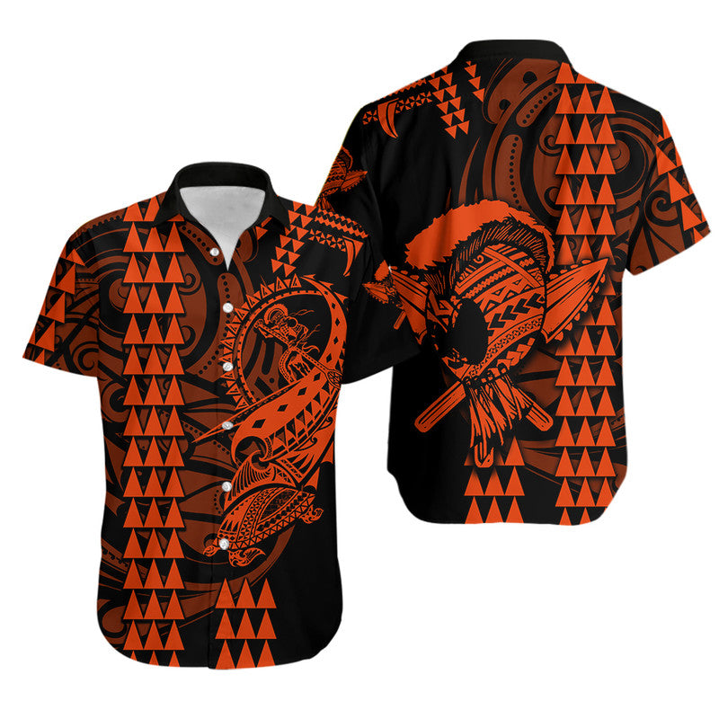 Hawaii Polynesian Warrior Kakau Matching Hawaiian Shirt And DressOrange LT6 - Wonder Print Shop
