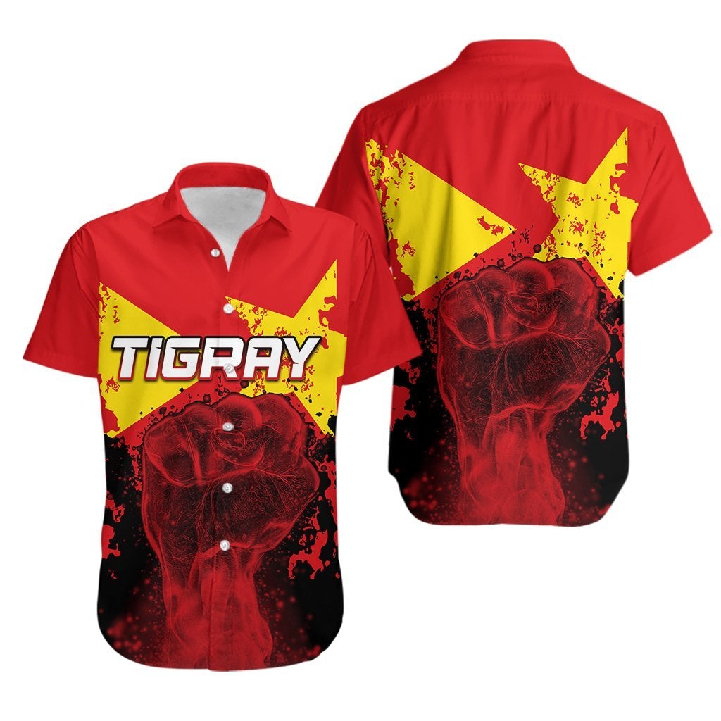African Tigray Hawaiian Shirt Tigray Flag Clenched Hand LT6 - Wonder Print Shop